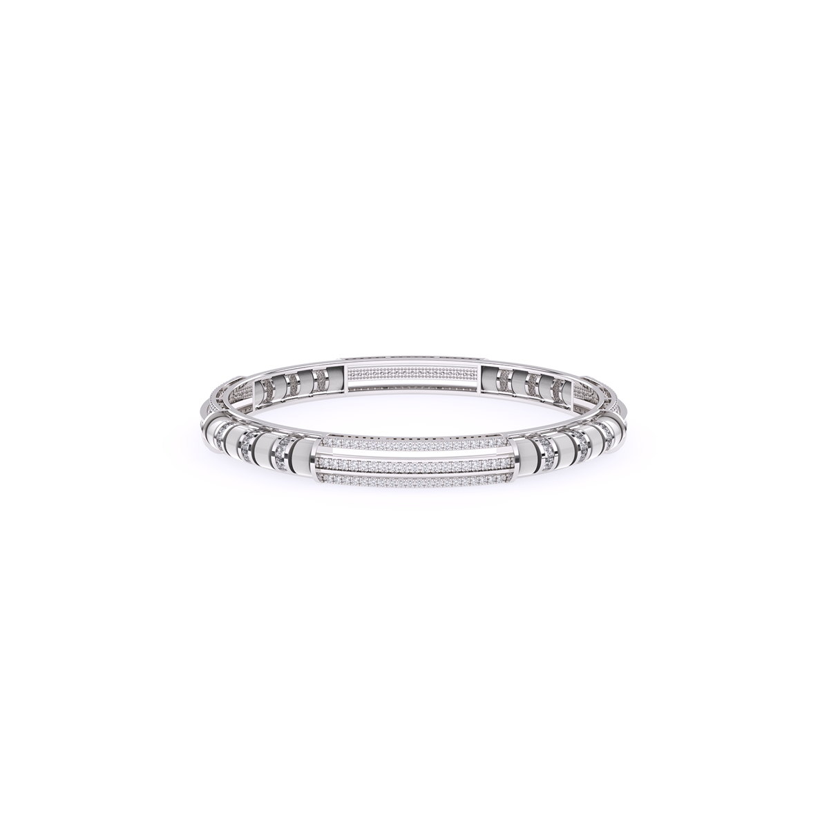 Modern Round Cluster Diamond Bangle
